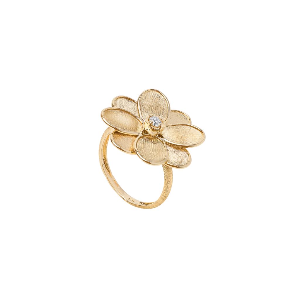 Marco Bicego Petali Collection 18k Yellow Gold Diamond Flower Ring